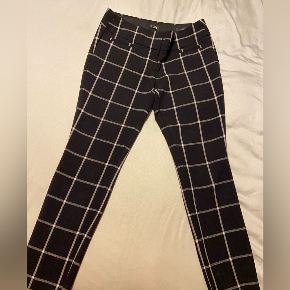 LOFT Women's Black and White Marisa Skinny Fit Pants